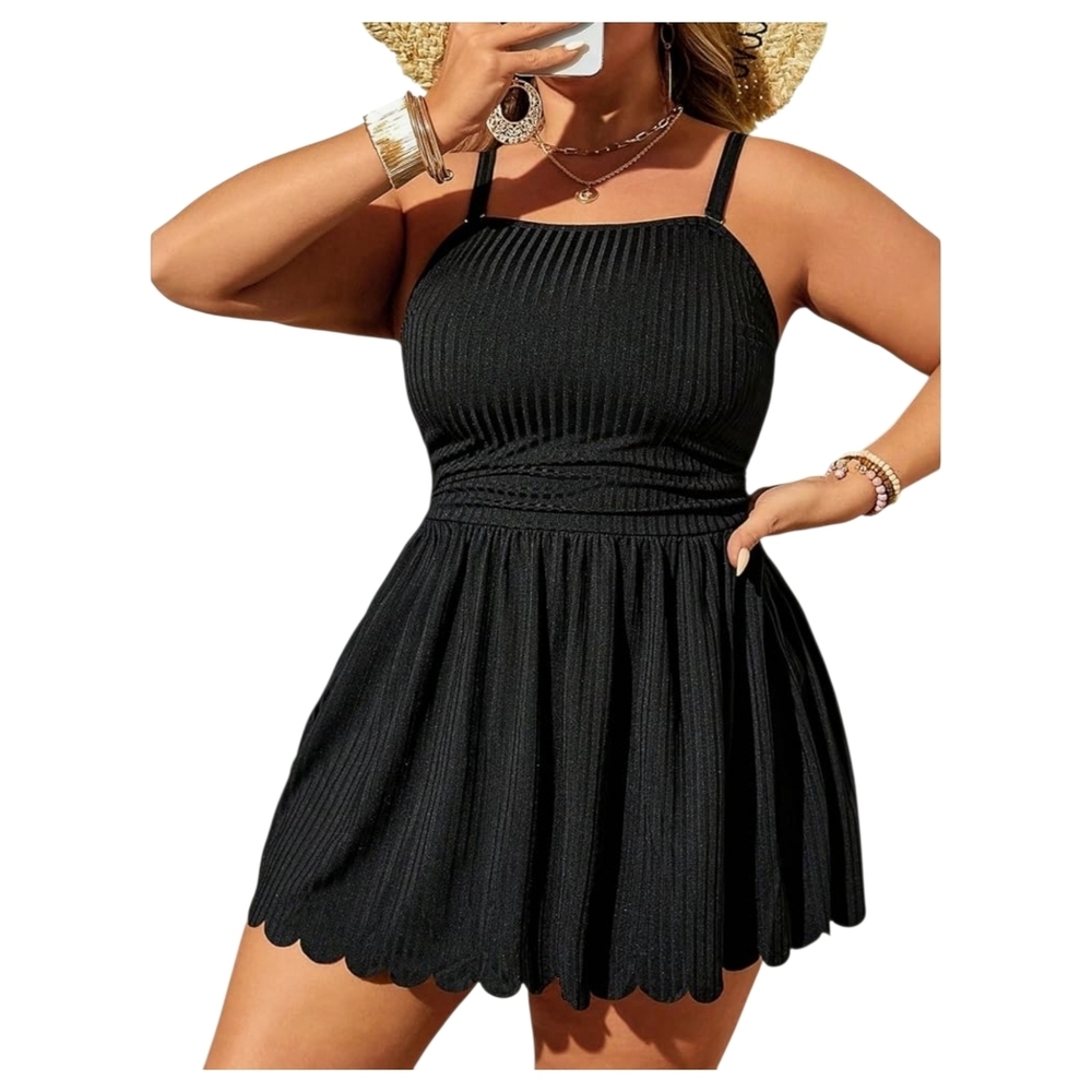 OYOANGLE - XL Elegant Black 2 Piece Swim Dress - Picture 3 of 13